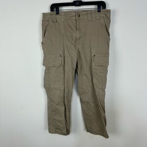 Duluth Trading Co Flex Fire Hose Relaxed Fit Tan Khaki Outdoor Straight Leg Pant